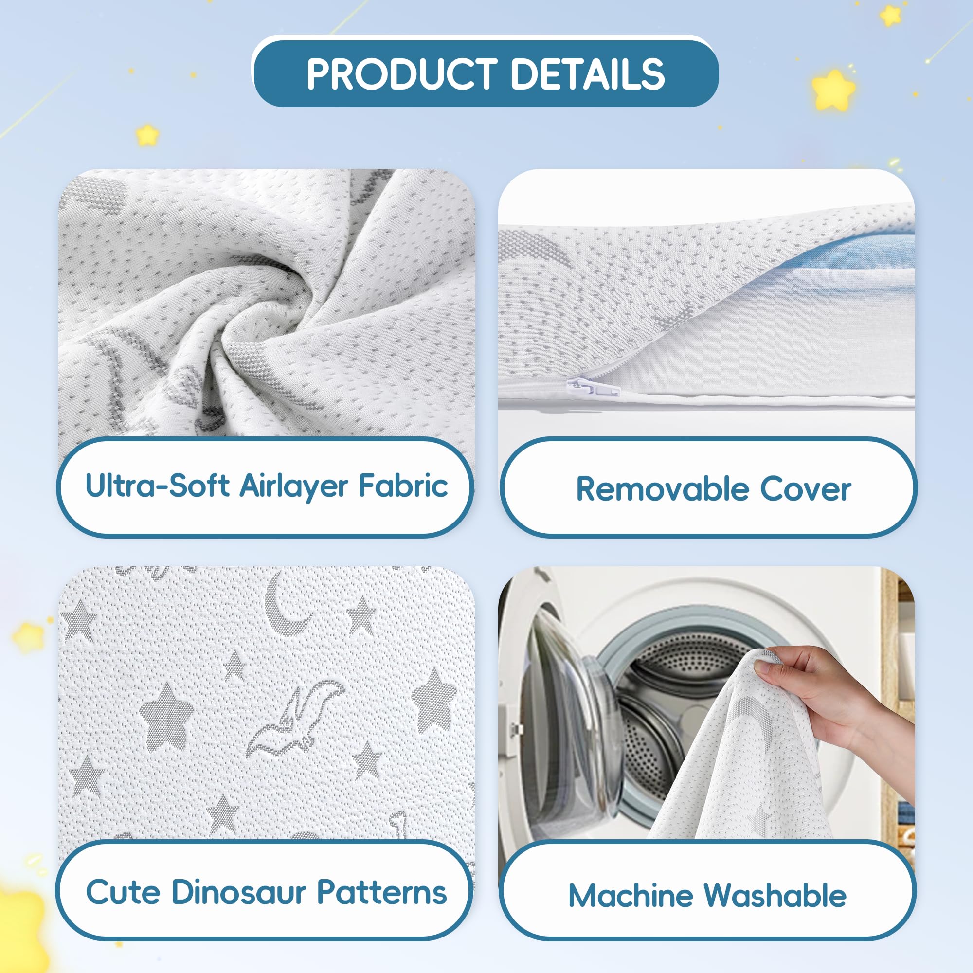 SJEUQOP blue cooling gel side offers softer feel for toddlers.