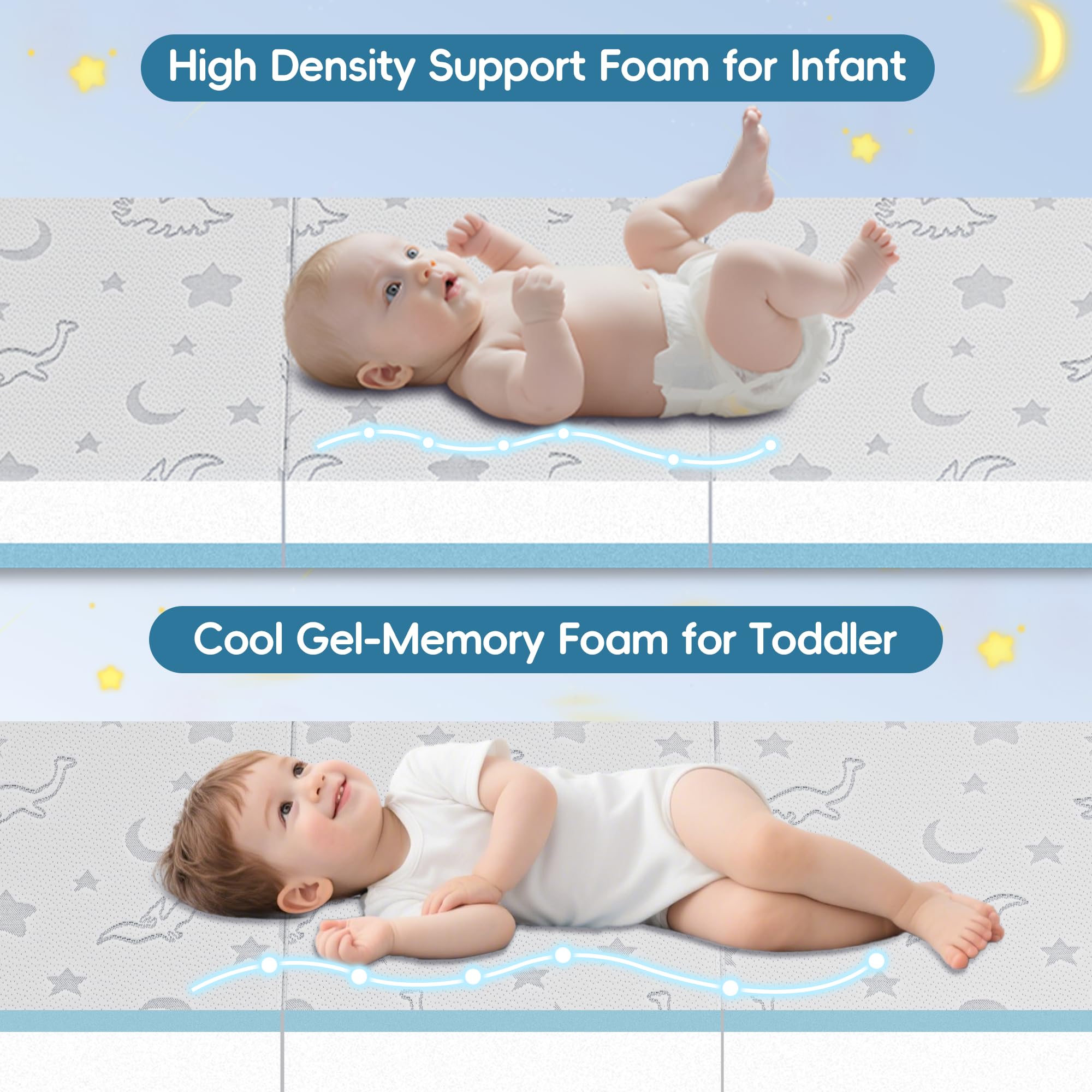 SJEUQOP white firm side supports infants with high-density foam.