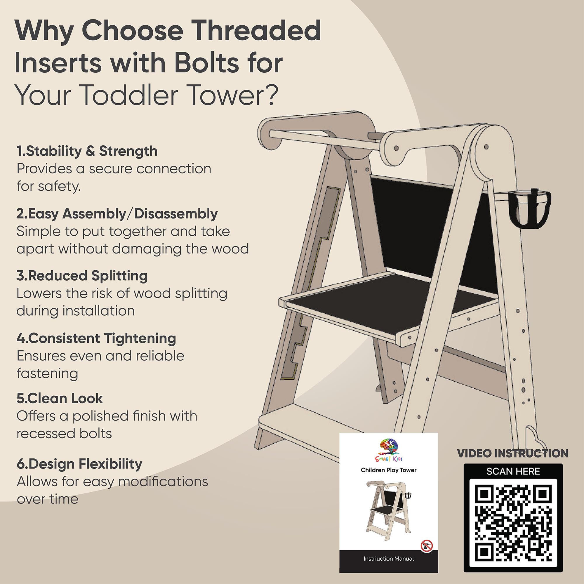 SK SMART KIDS gift-worthy toddler tower for learning and independence.