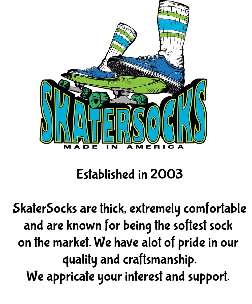 SKATERSOCKS unisex sizing fits kids to adults