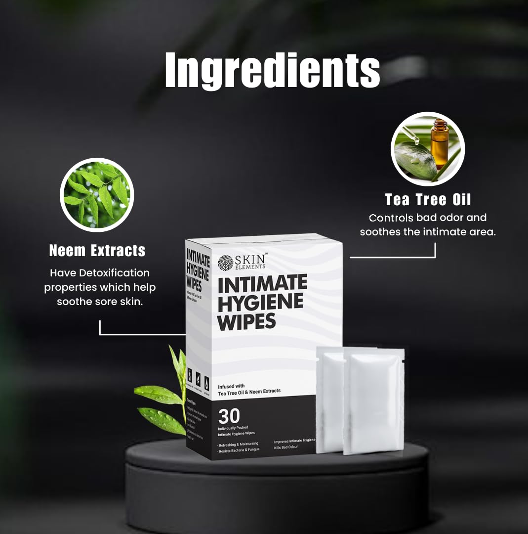 Skin Elements neem-extracts formula shown with soothing properties.