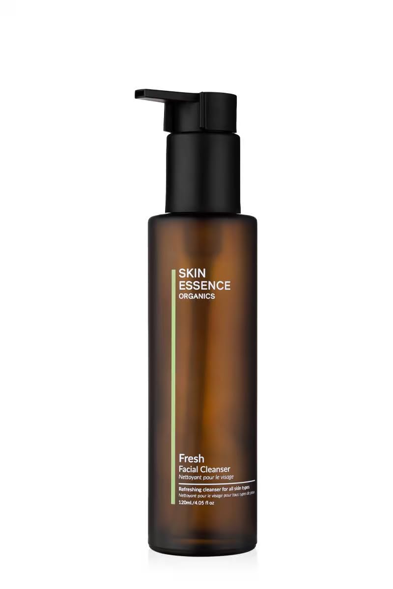 Skin Essence Organics Fresh Facial Cleanser bottle pour for gentle cleansing and makeup removal