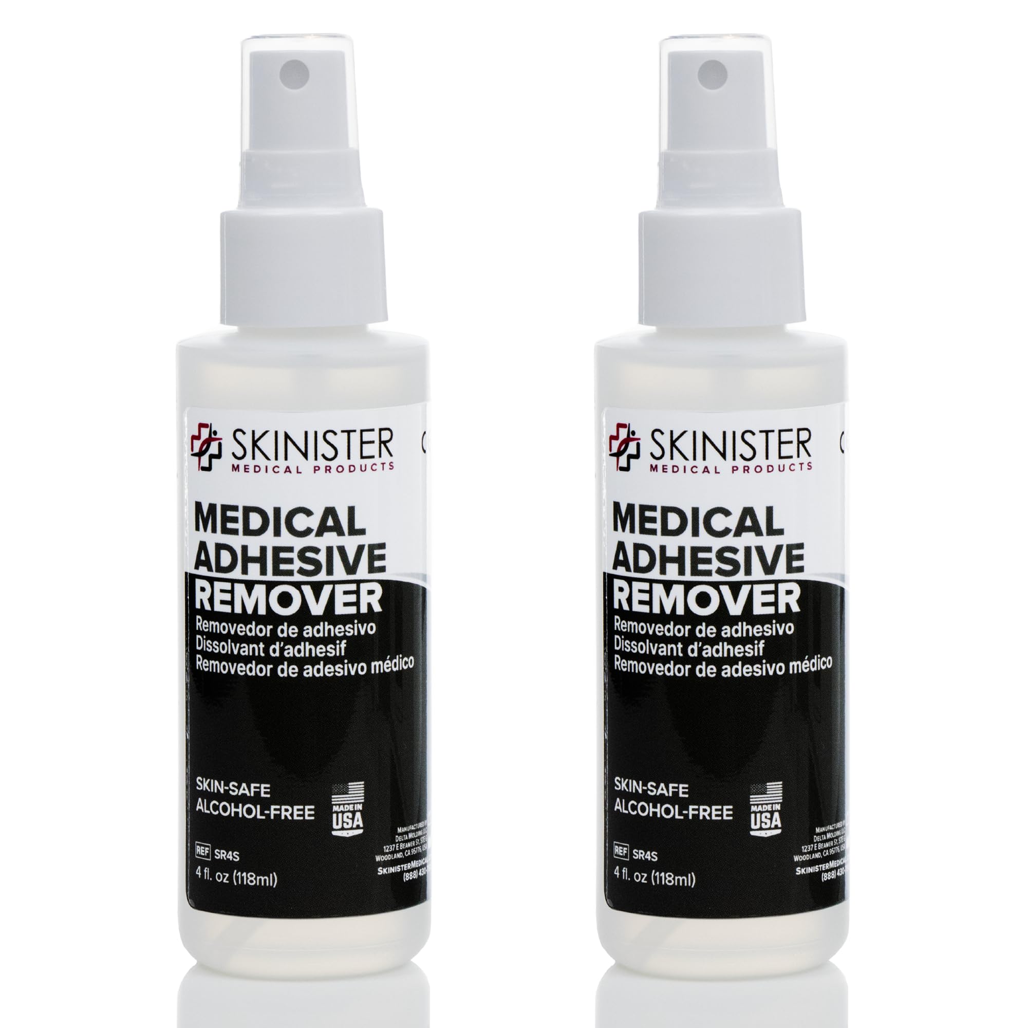 Skinister Adhesive Remover bottle pour enabling gentle skin-safe removal
