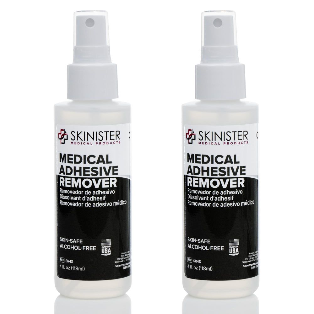 Skinister Adhesive Remover bottle pour enabling gentle skin-safe removal
