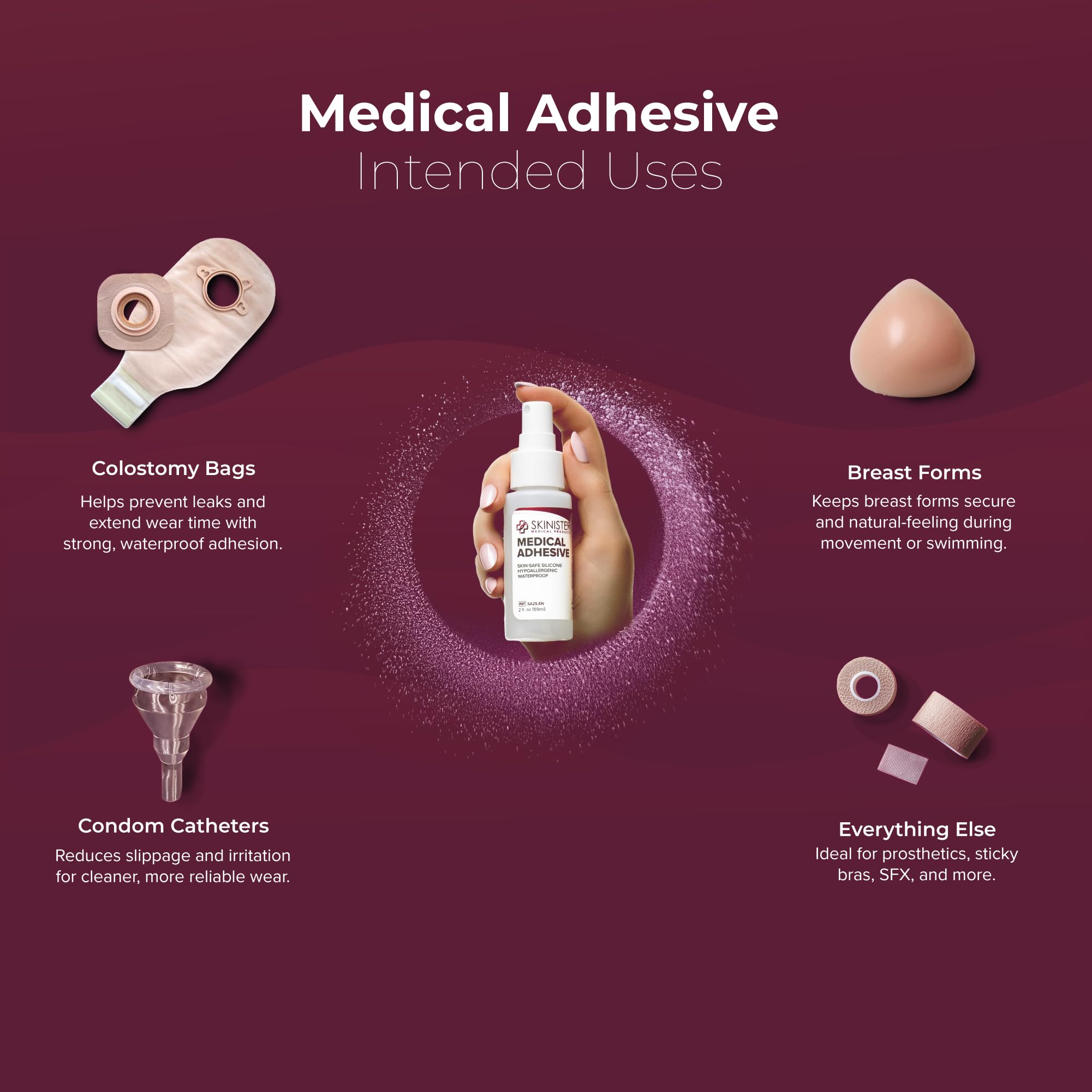 Close-up of Skinister application for easy, skin-safe durable attachment.