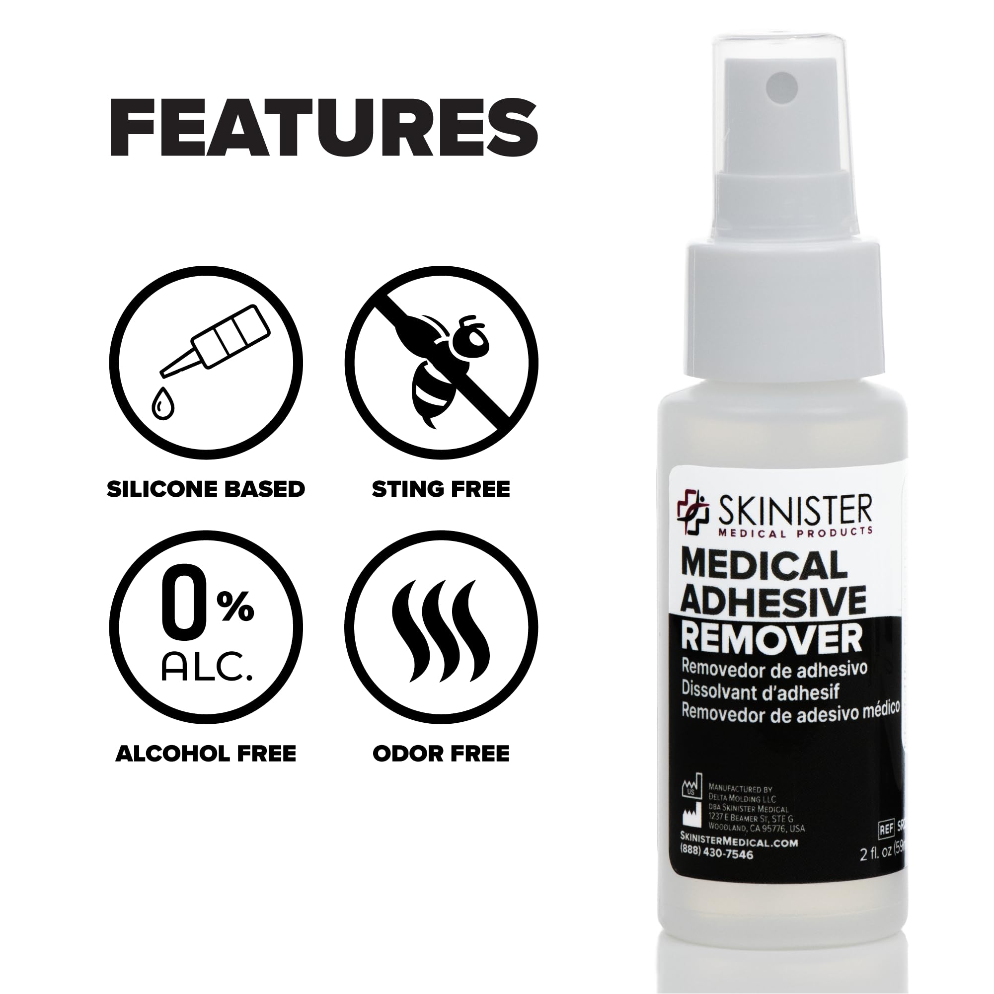Skinister wig glue remover shown for safe wig or hairpiece adhesive removal.