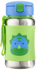 Skip Hop Dino bottle shown with non-slip sleeve for grip