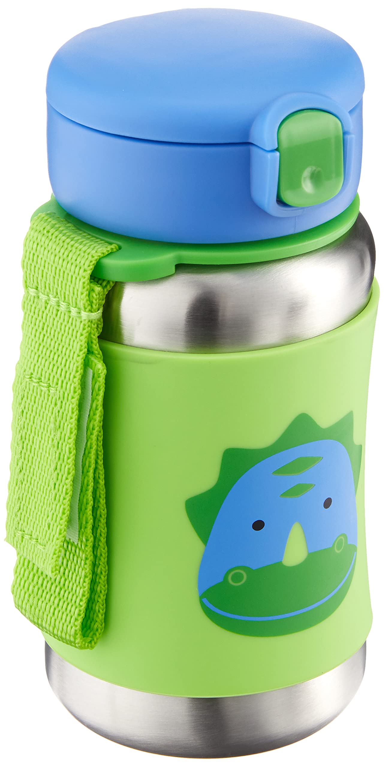 Skip Hop Dino stainless steel sippy cup with non-slip sleeve for secure grip
