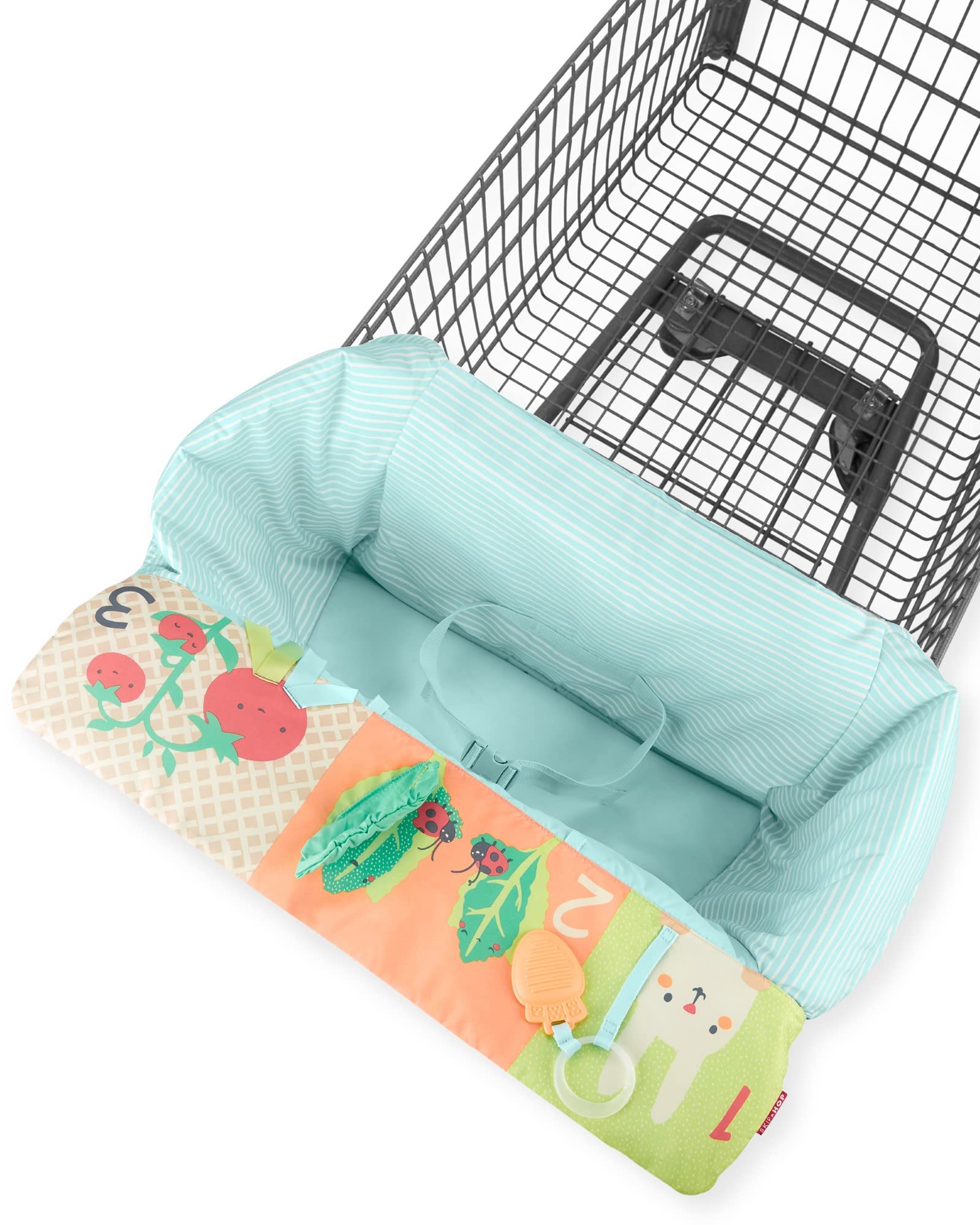 Skip Hop Farmstand padded leg openings preventing irritation during meals.