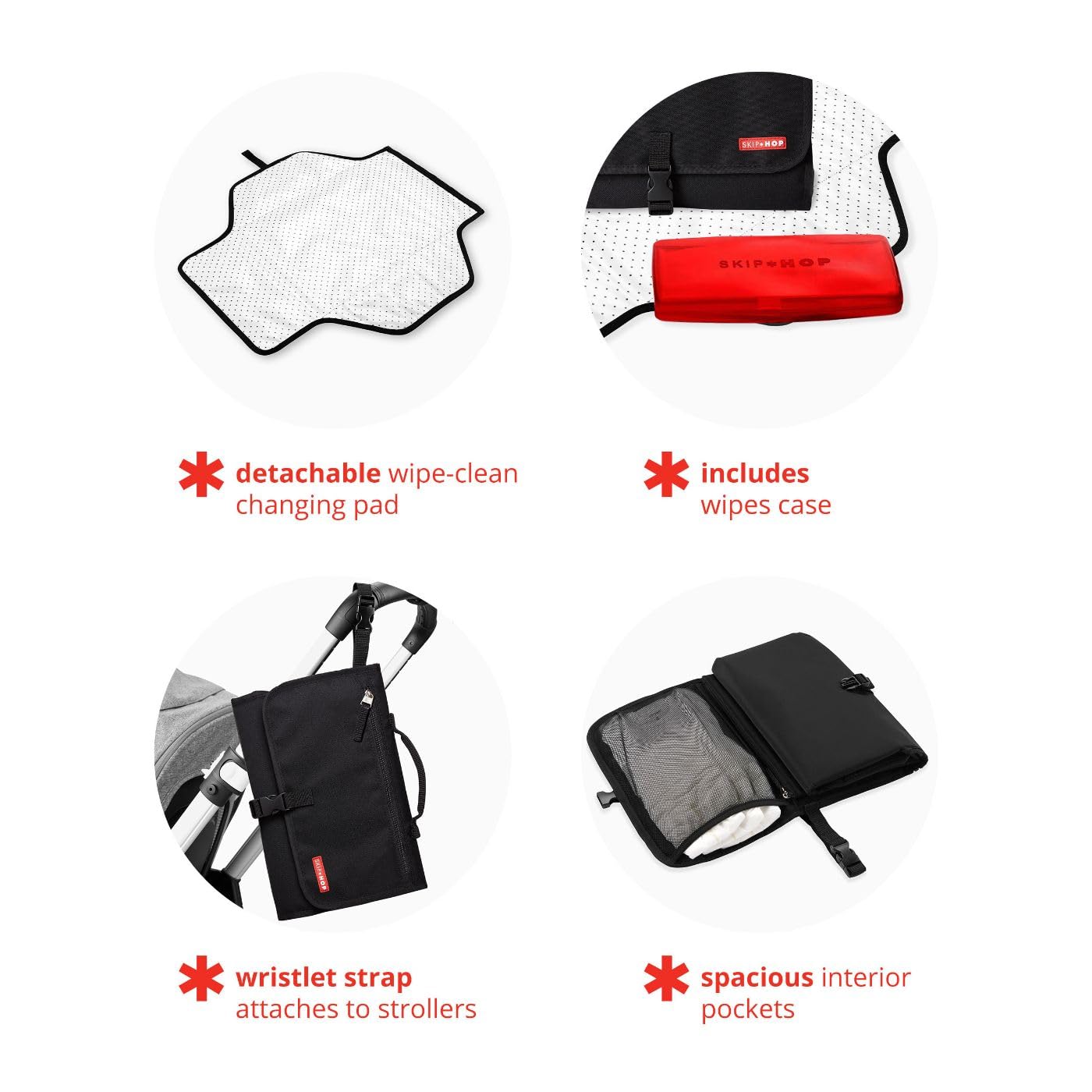 Skip Hop Pronto front pocket stores keys and phone securely