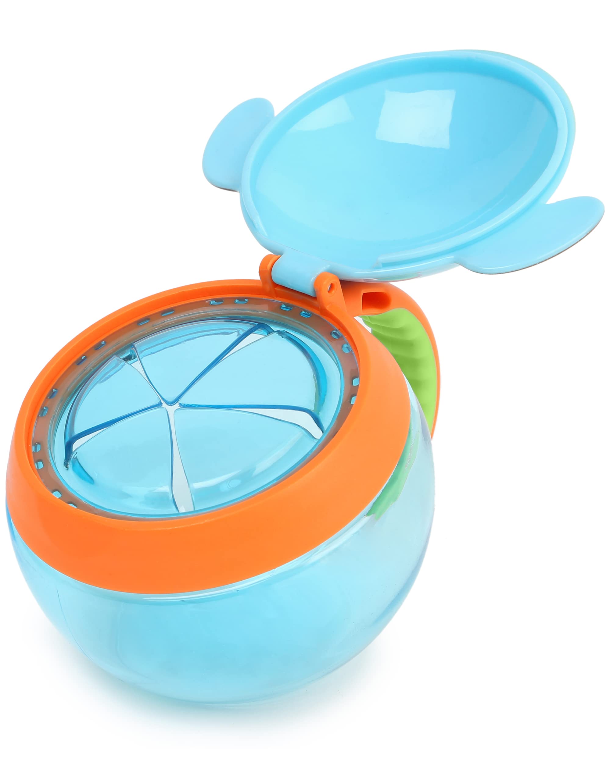 Skip Hop snack container dog design lid-open shows easy-clean refills