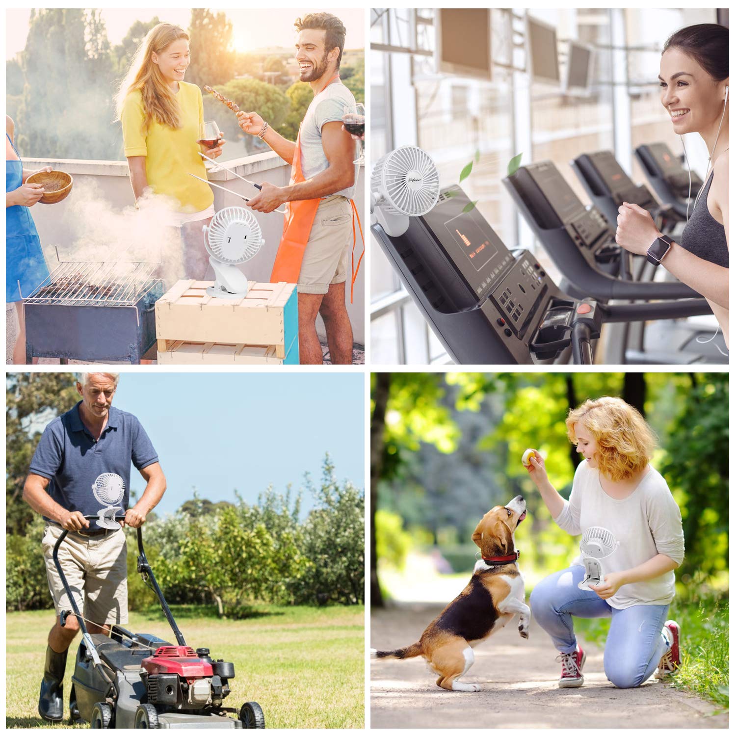 SkyGenius versatile fan for home, stroller, gym, and outdoors.