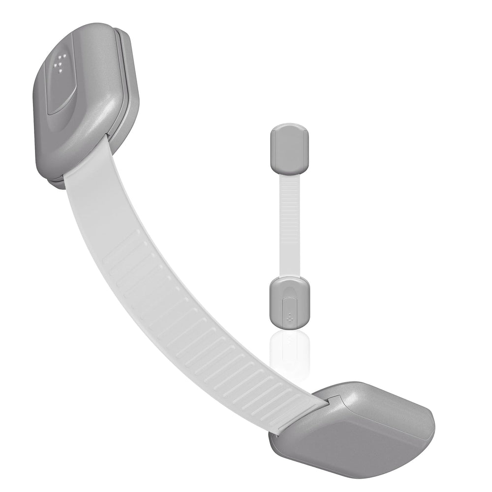 Skyla Homes baby-proofing locks adhesive close-up showing tool-free installation