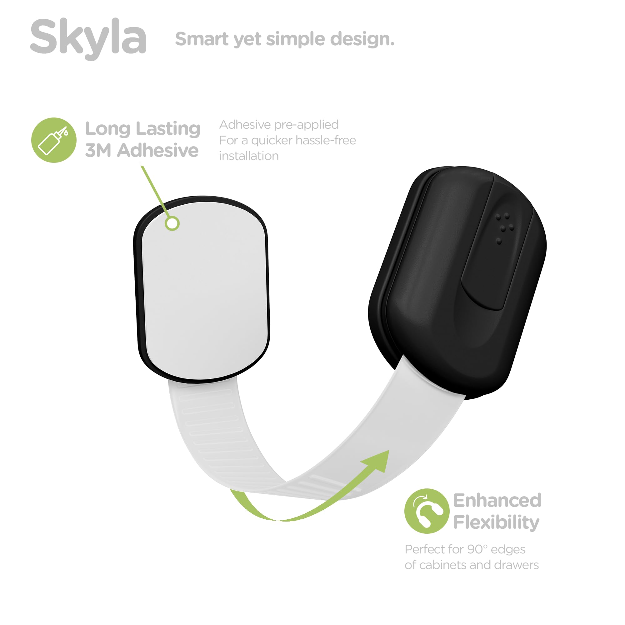 Skyla Homes cabinet lock on kitchen cabinet for safer storage