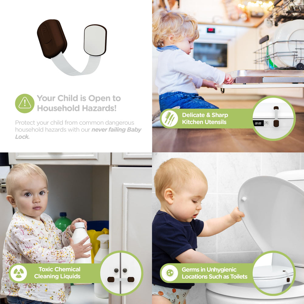 Skyla Homes cabinet lock on kitchen cabinet demonstrates multipurpose safety.