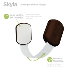 Skyla Homes flexible strap demonstrates bending around items for versatile placement.