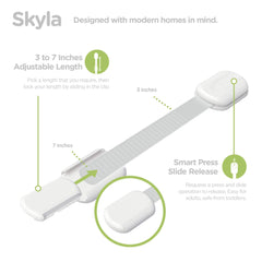Skyla Homes kitchen cabinet locks blend with wood tones.