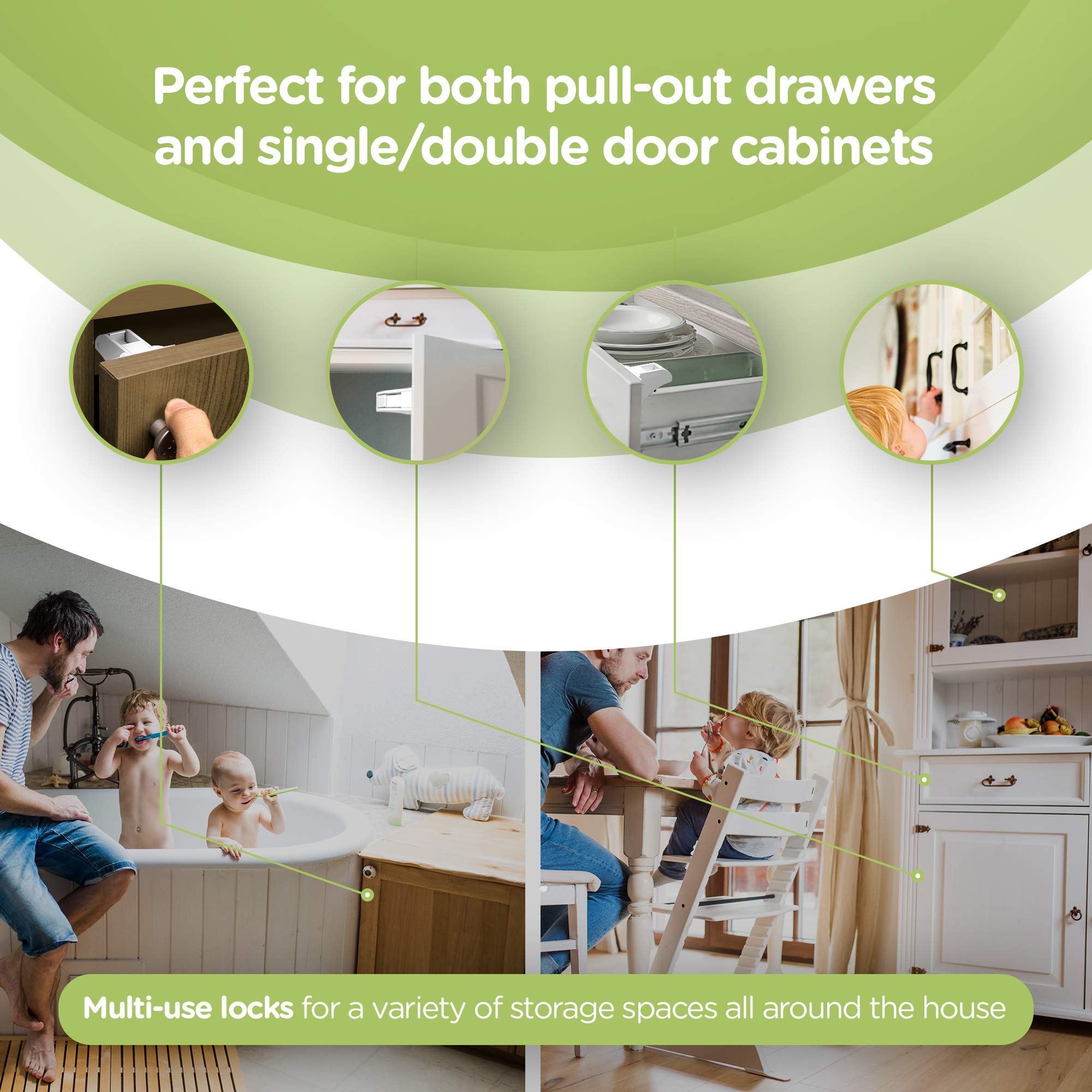Skyla Homes magnetic lock on wood cabinet for child-safe access control