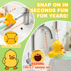 Skyroku Duck-Tastic yellow-green colors appeal to kids at the sink.