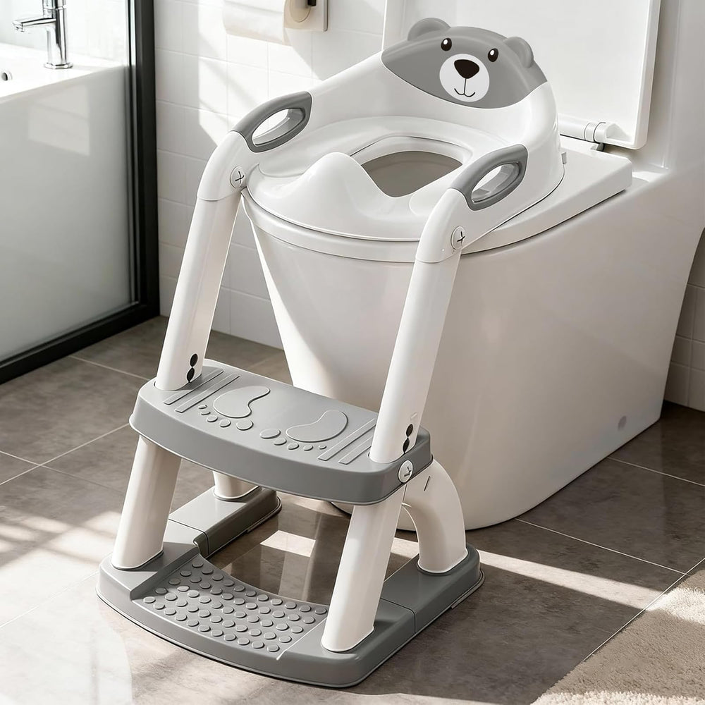 SKYROKU potty seat shows six-height adjustment for a secure fit on standard toilets.