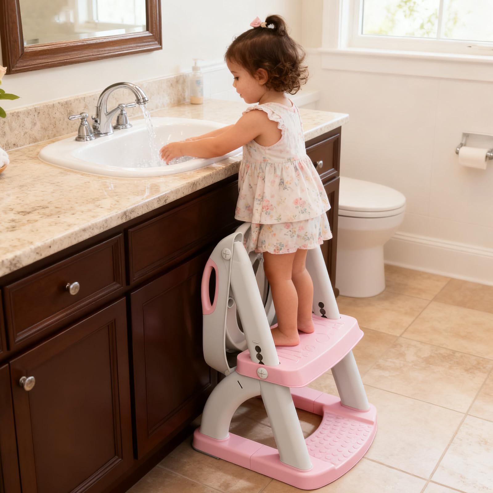 SKYROKU Potty Seat splash-guard shields clothing and keeps bathroom dry