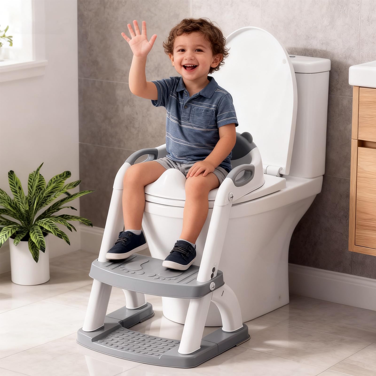 SKYROKU toddler seat features a sturdy base with anti-slip design for stability.