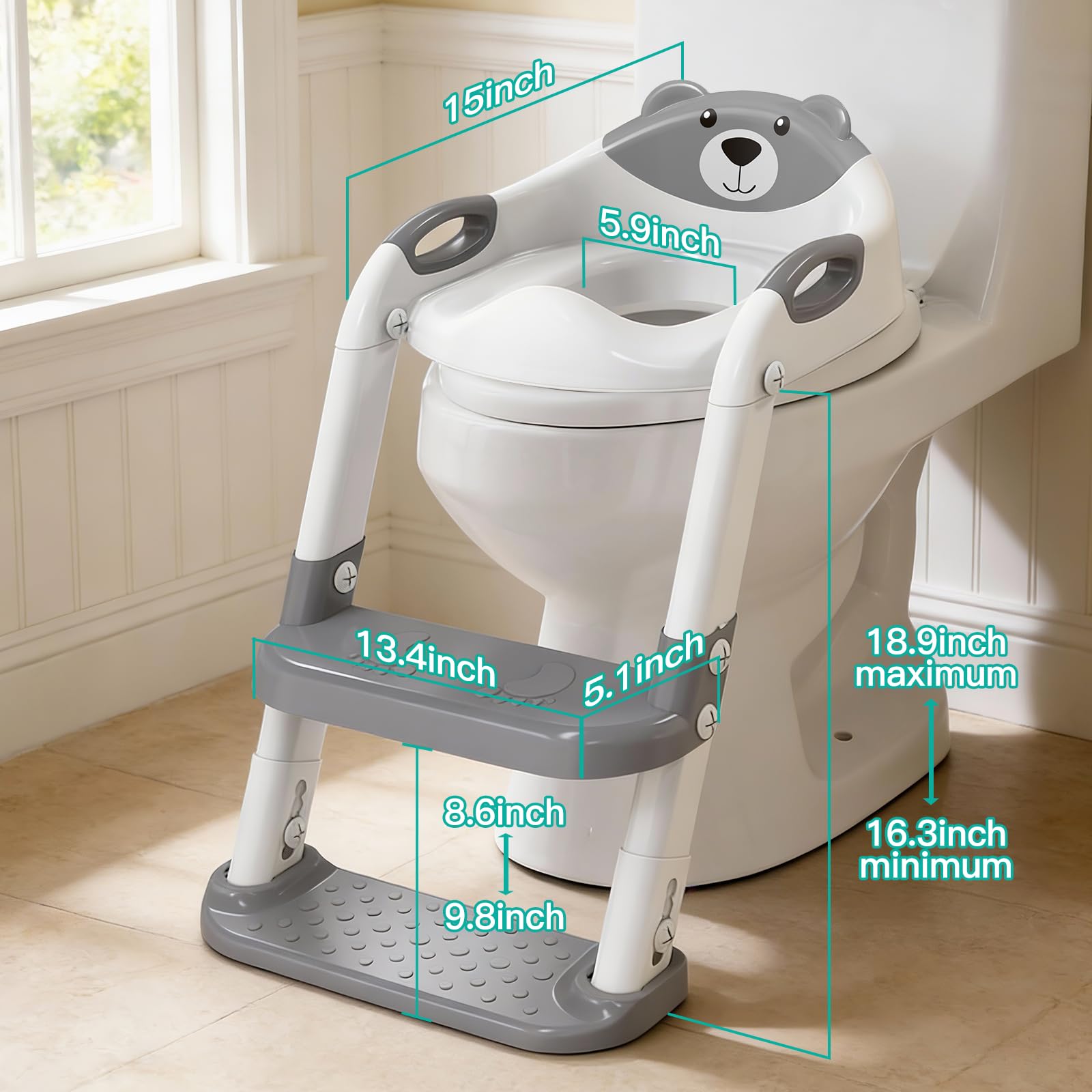 SKYROKU Potty Training Seat with step stool height adjustment supports growing toddlers.