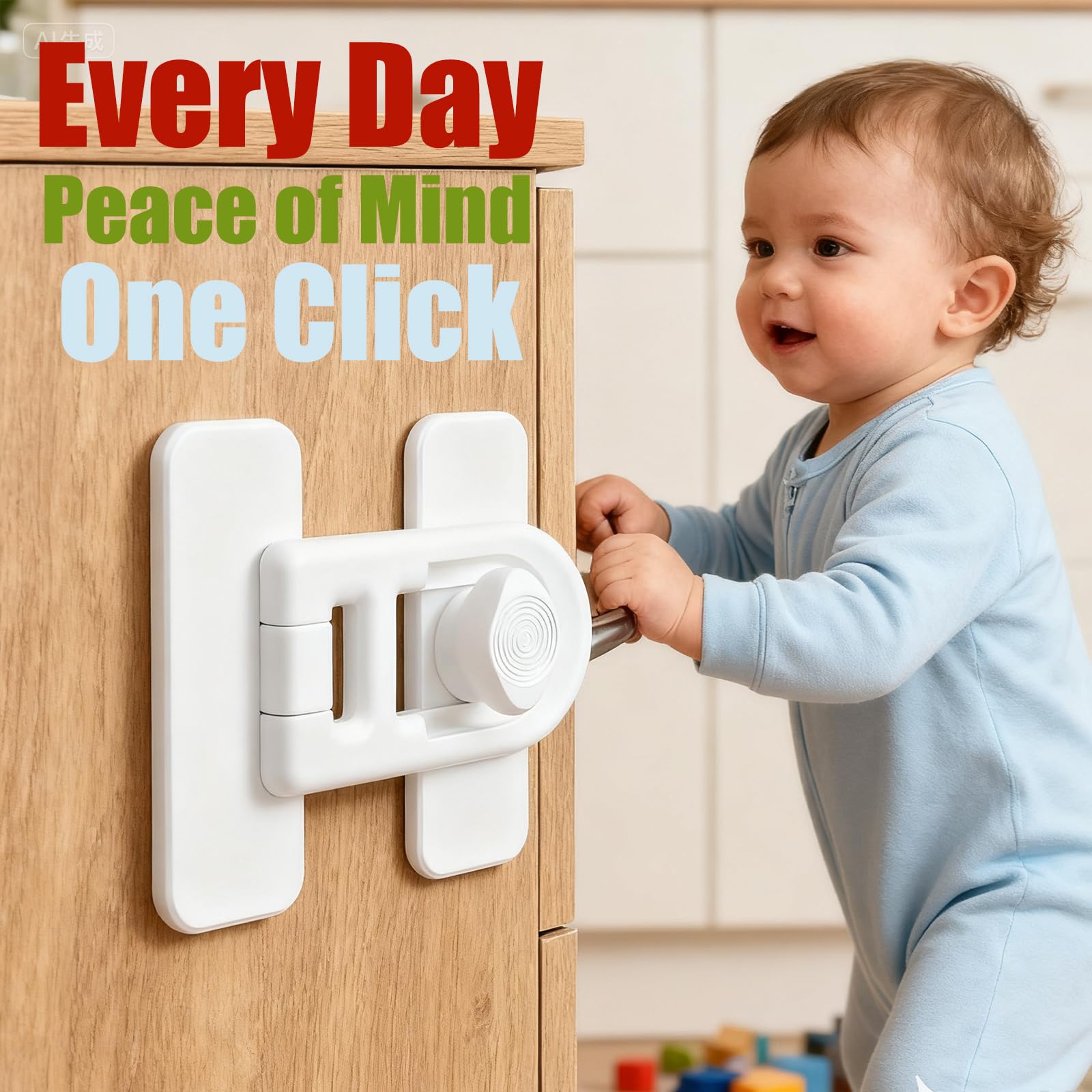 SKYROKU rotating-latch mechanism in action deters toddlers