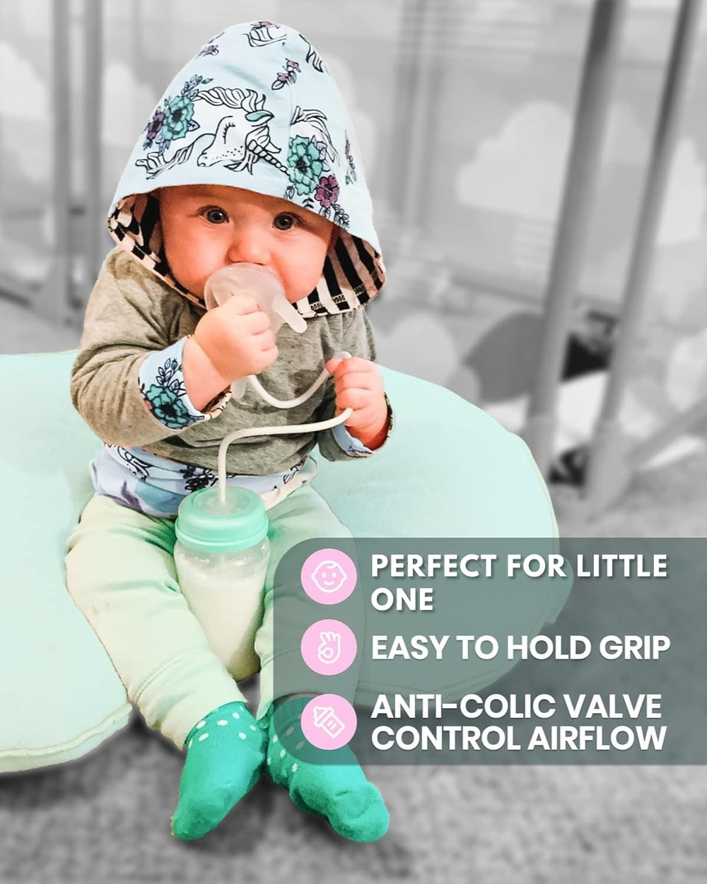 Skywin TidyFriend anti-colic vent reduces air intake for gentler digestion.