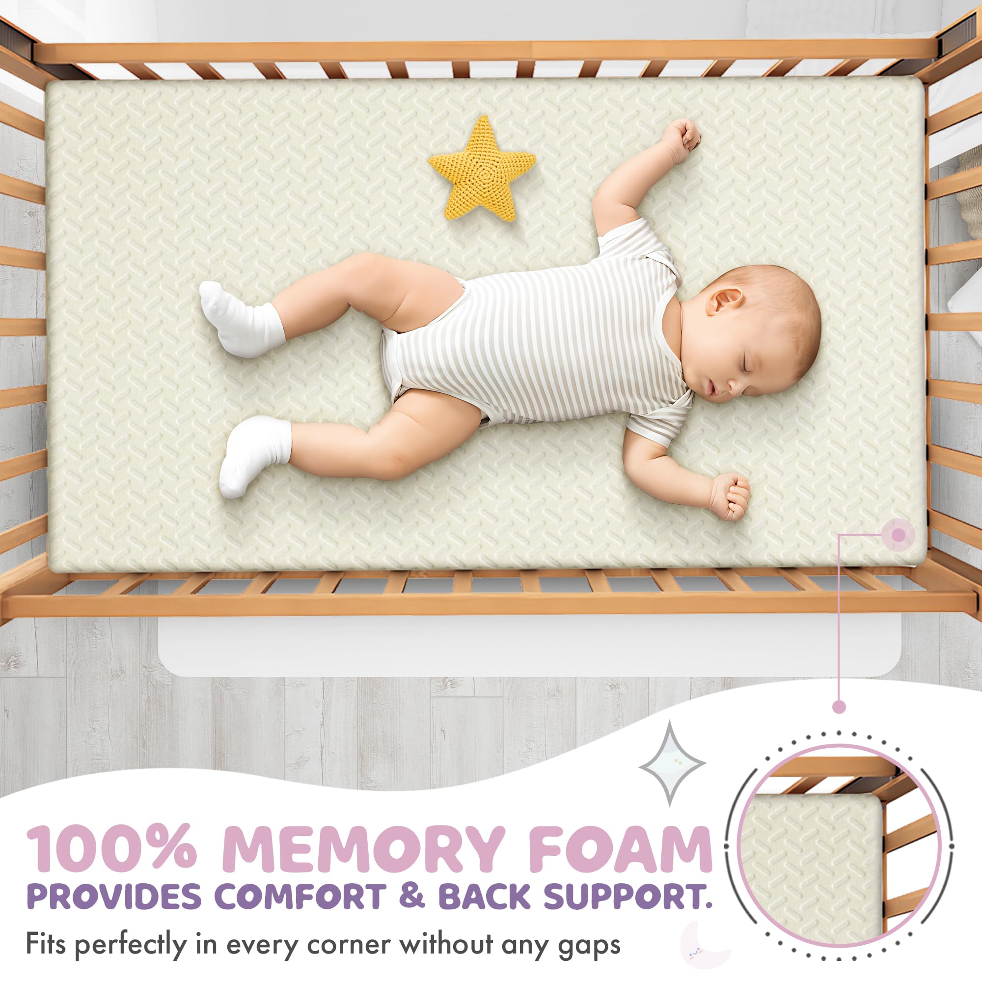 Sleepah baby crib scene illustrating a safe, cozy sleep environment for infants.