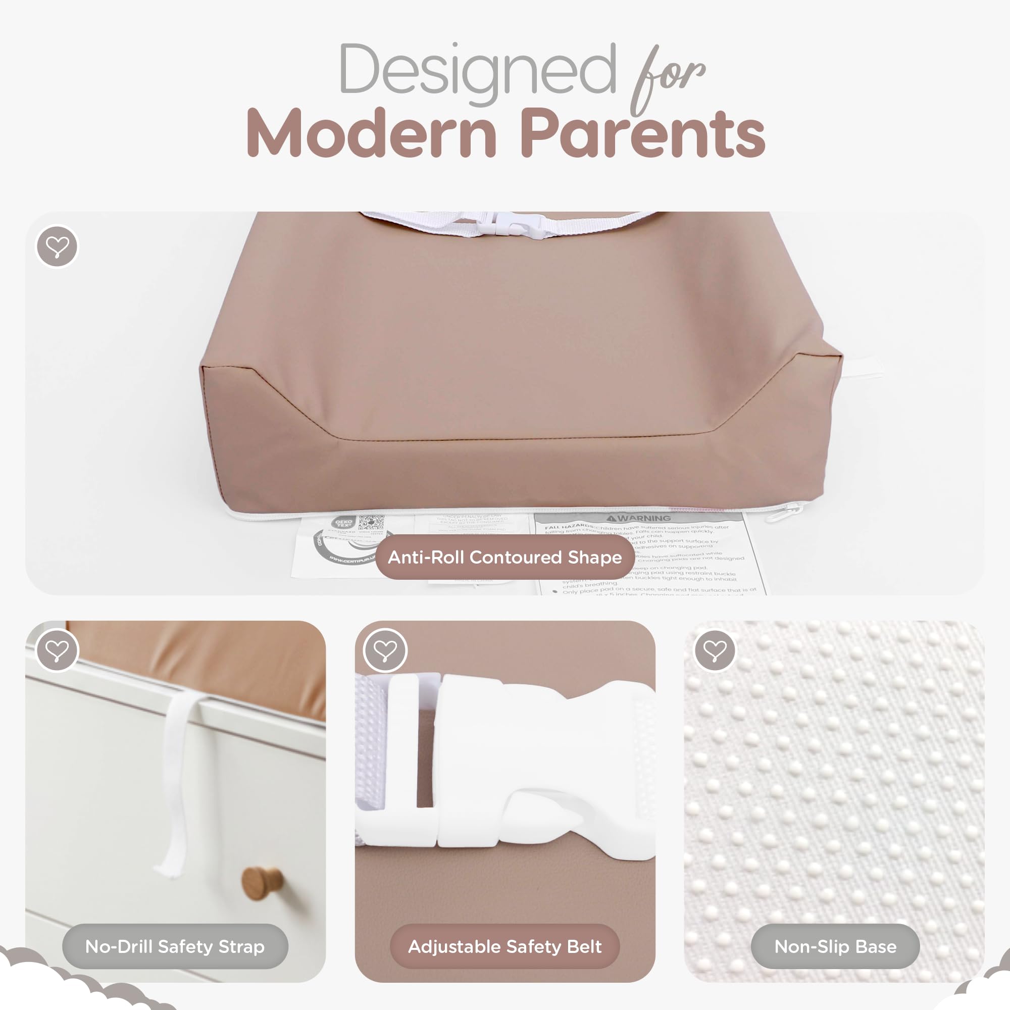 Sleepah changing pad fits standard dressers and tables.