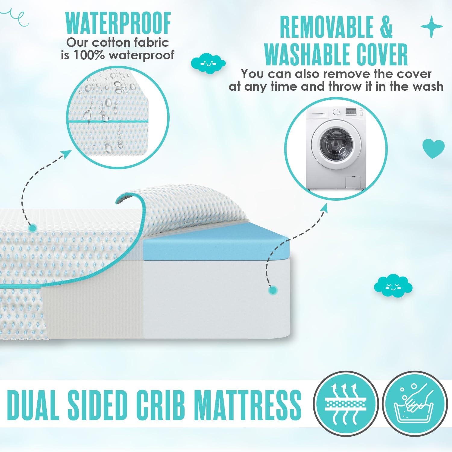 Sleepah cooling gel memory foam layer promotes airflow for comfort.