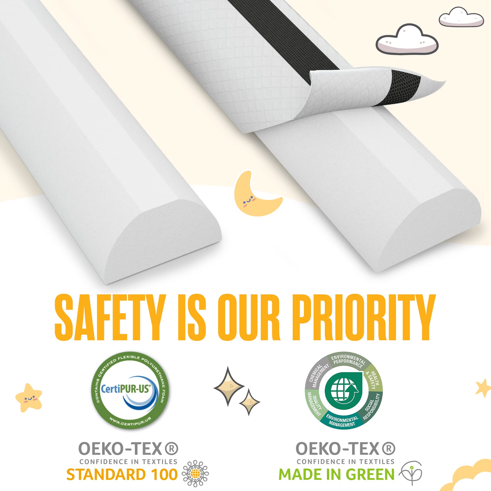 Sleepah dual non-slip pads on top and bottom enhance stability during night movements.