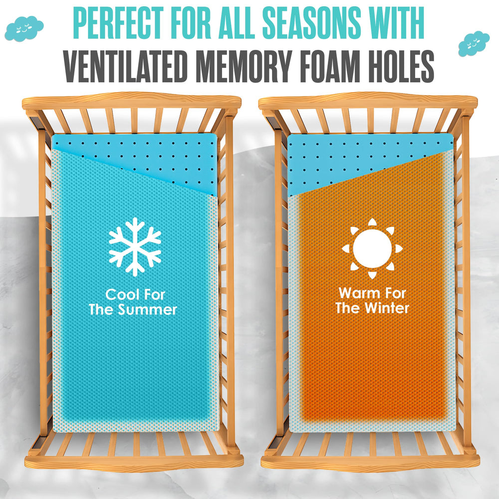 Sleepah dual-sided memory foam core for babies and toddlers.