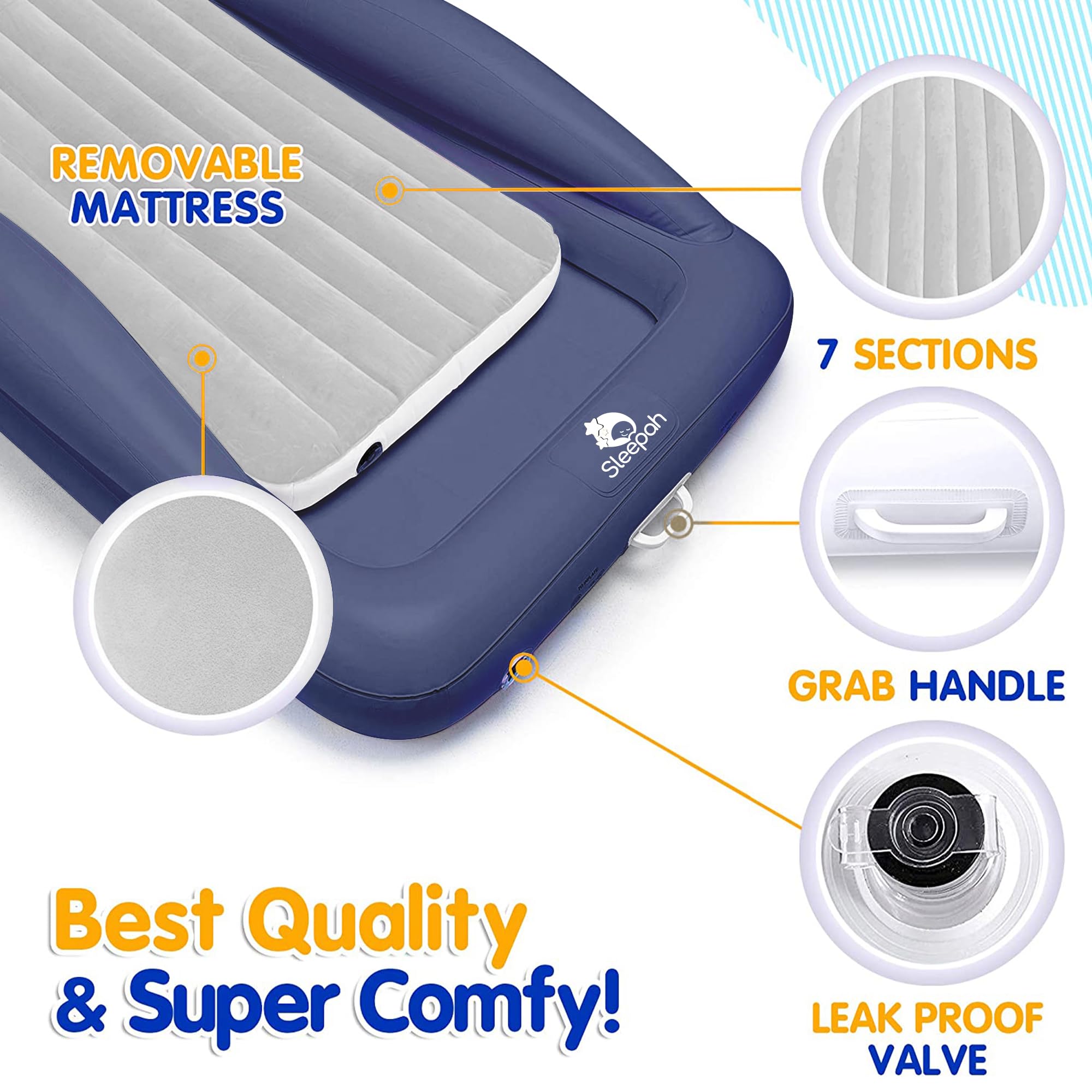 Sleepah foldable air mattress stored in roll bag, compact on-the-go comfort