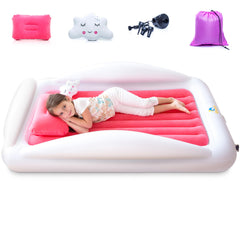 Sleepah inflatable toddler travel bed with pump for quick setup and portability.