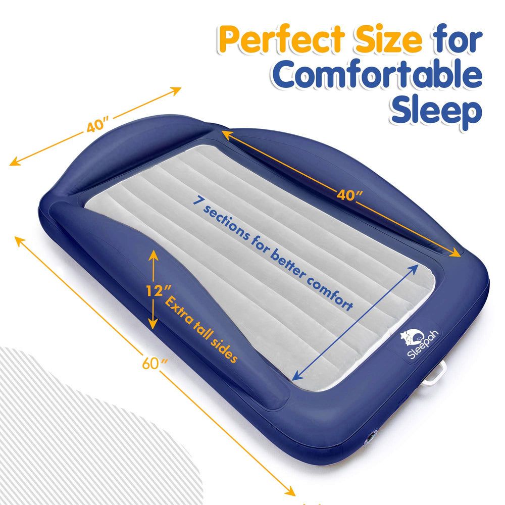 Sleepah toddler bed with safety rails in use, secure sleep away from home