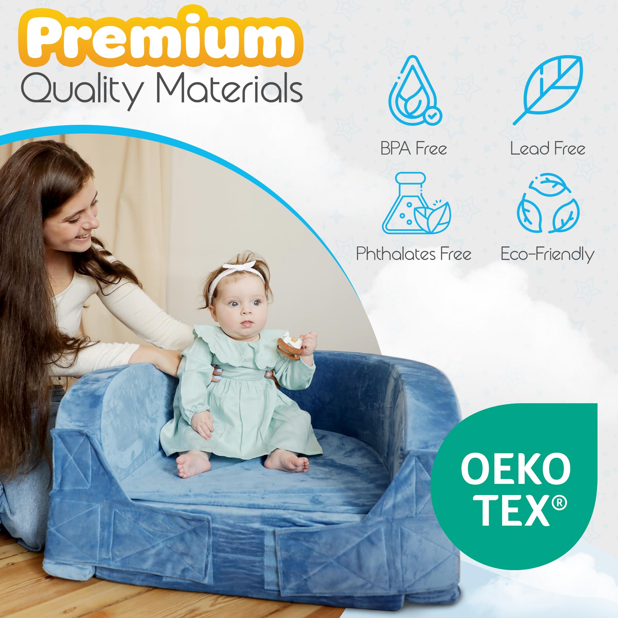 Sleepah travel bed safety bumpers prevent rolling during naps.