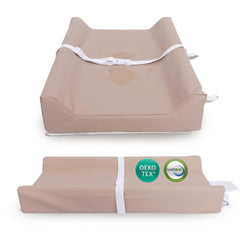 Sleepah waterproof diaper changing pad in tan with wipeable surface for quick cleanups.