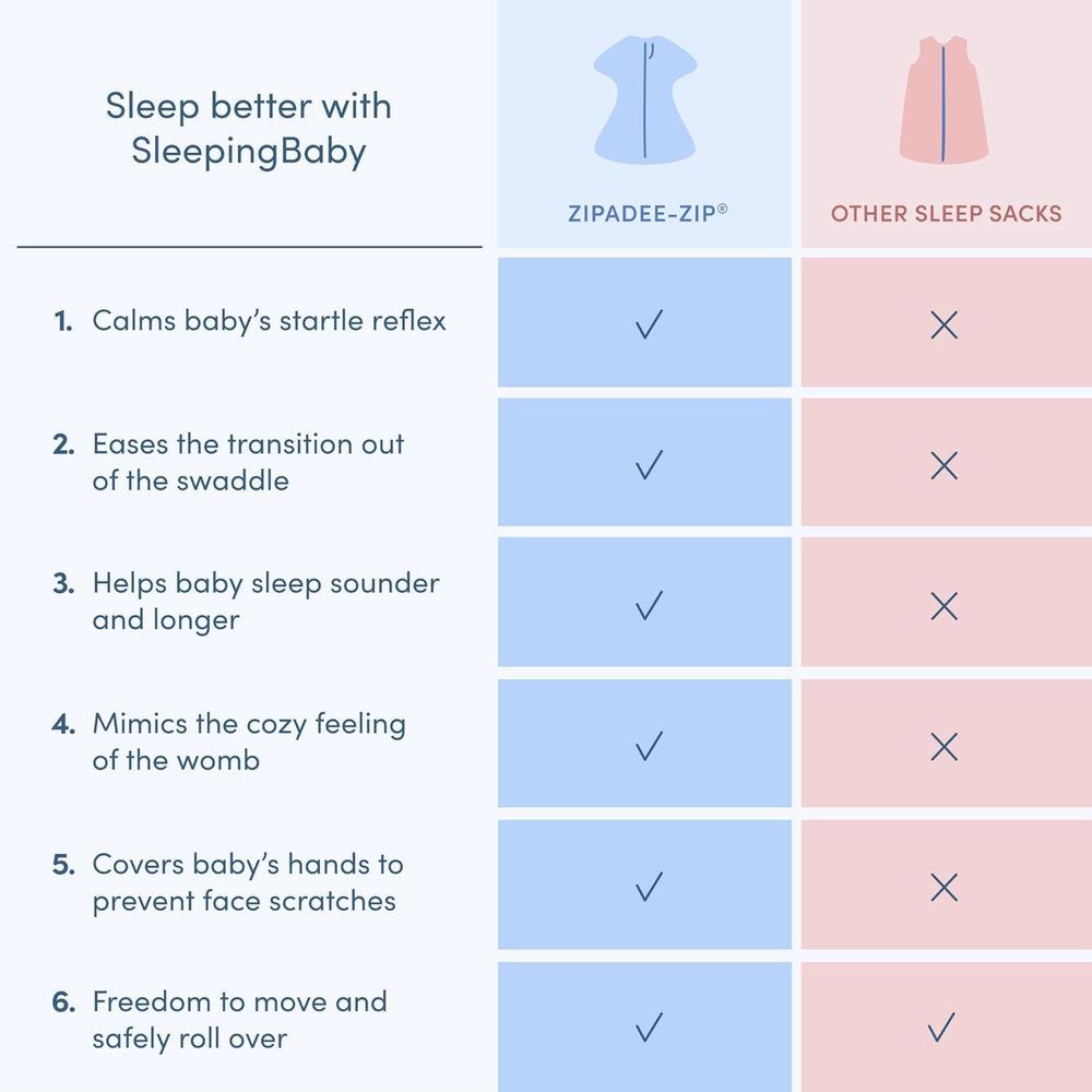 SleepingBaby size medium fits 6-12 month babies for growing comfort.