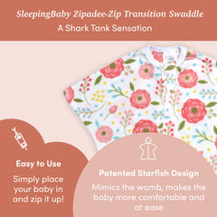 SleepingBaby two-way zip enables quick diaper access and easy changes.