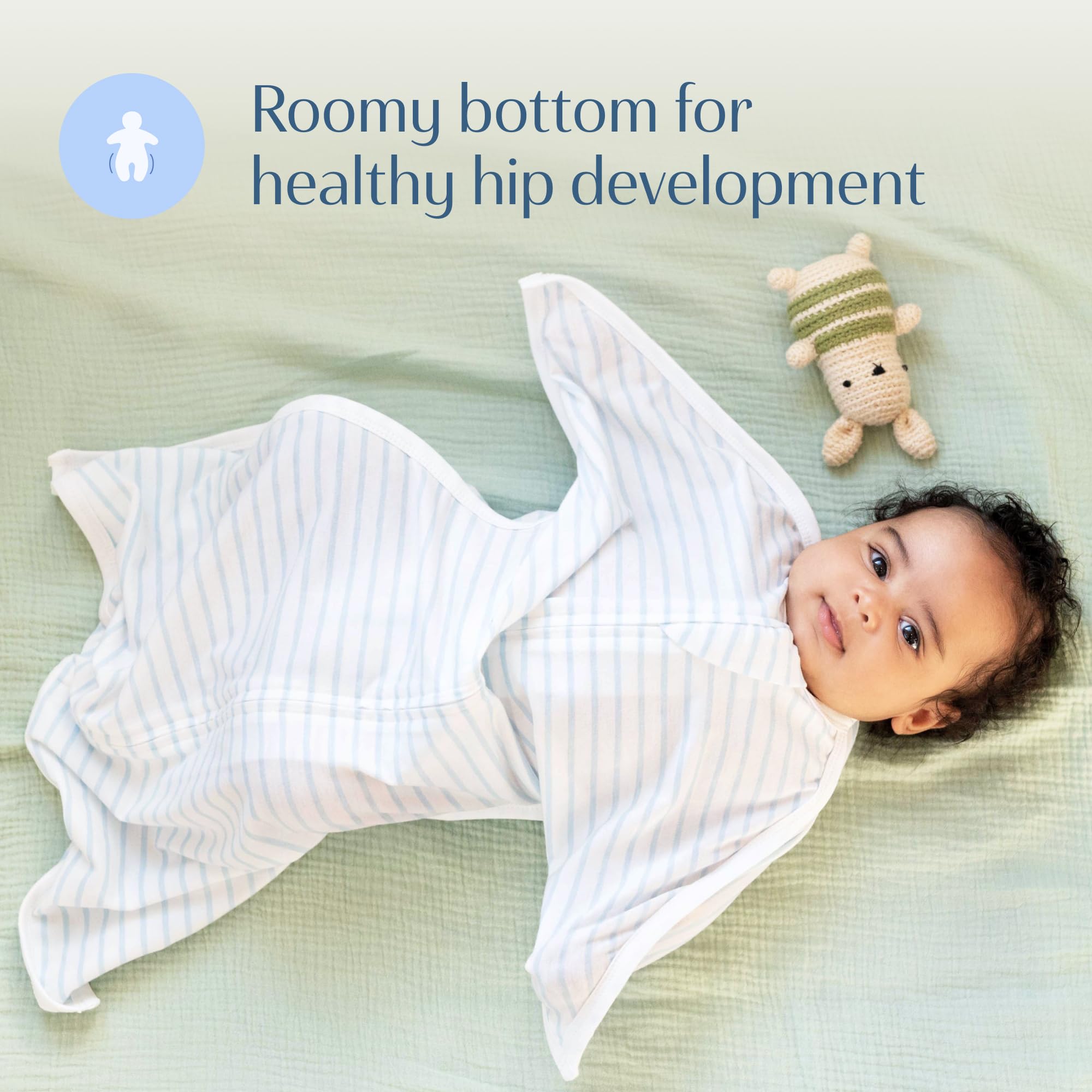 SleepingBaby Zipadee-Zip fabric close-up highlights breathable, mid-weight knit for year-round comfort.