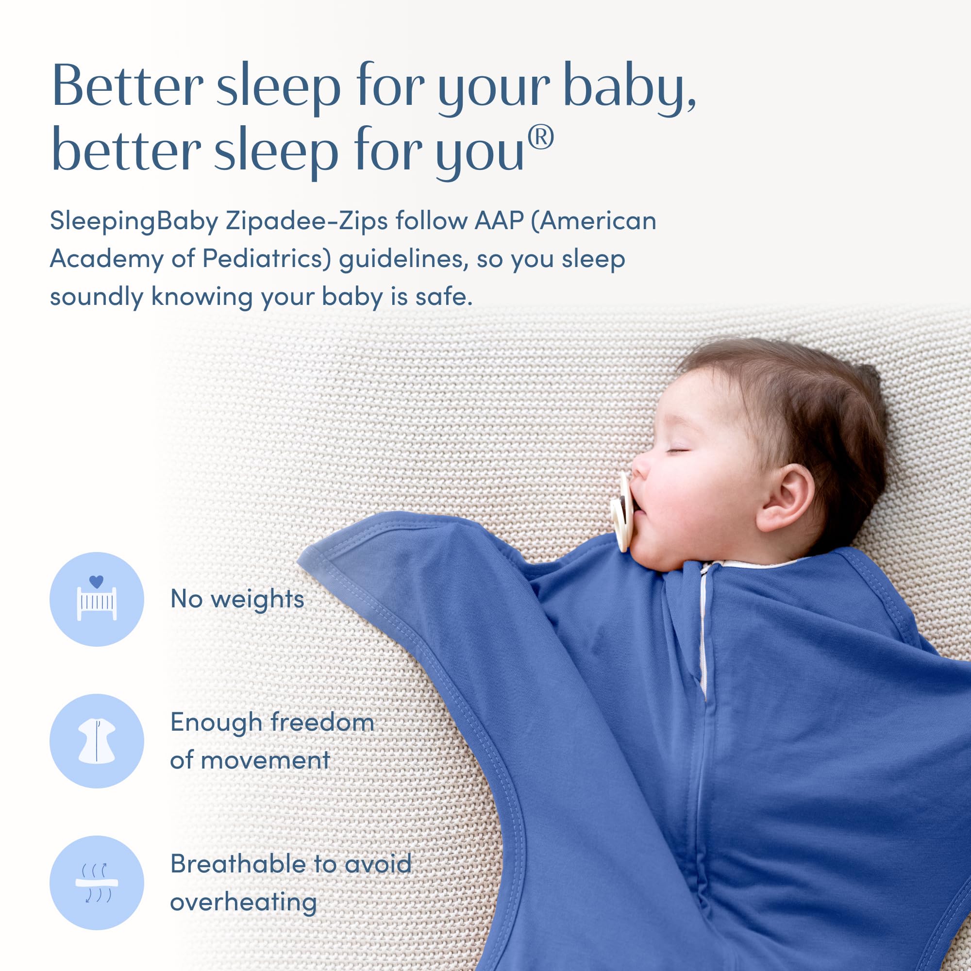 SleepingBaby Zipadee-Zip classic navy 6-12m suits growing babies.