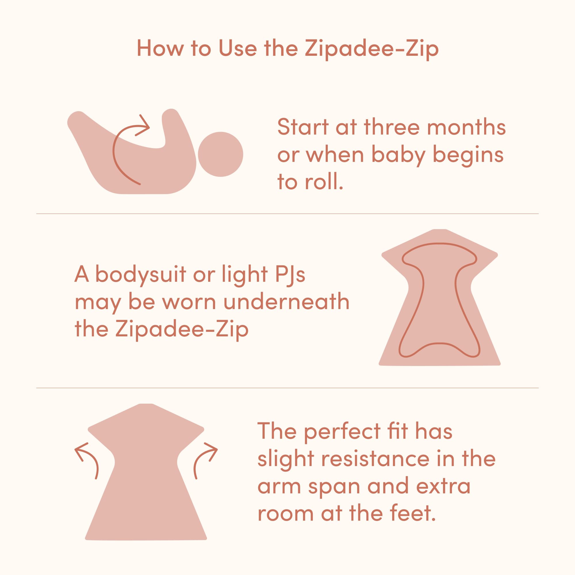 SleepingBaby Zipadee-Zip diaper-access zipper in-use demonstrates easy night changes