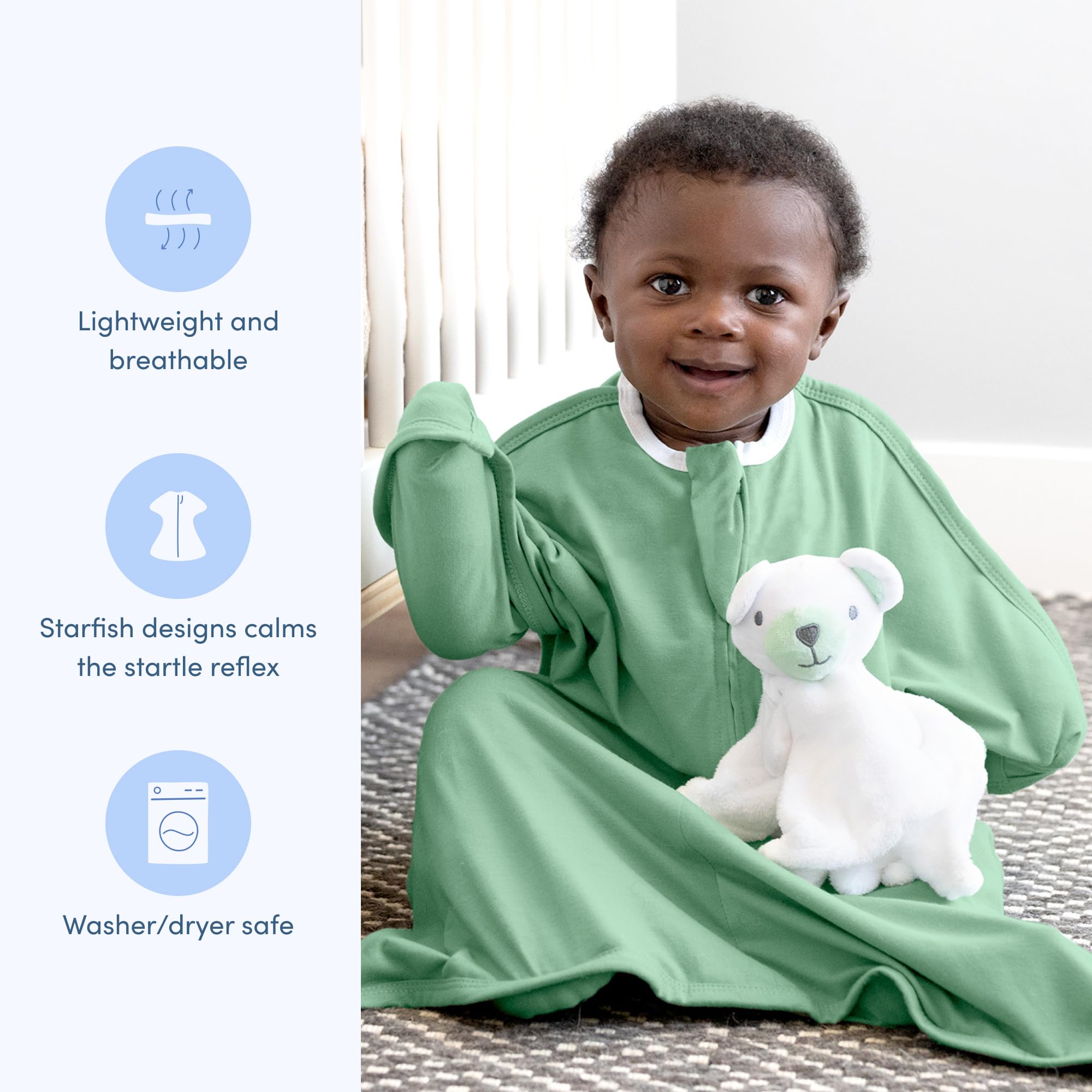SleepingBaby Zipadee-Zip zipper action demonstrates quick diaper changes
