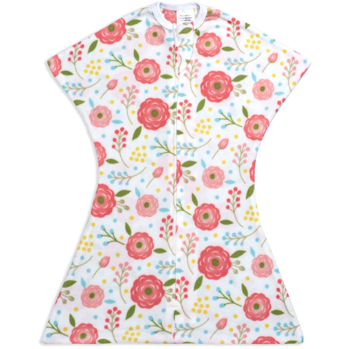 SleepingBaby Zipadee-Zip front view in Pretty Poppy offers cozy warmth for night sleep
