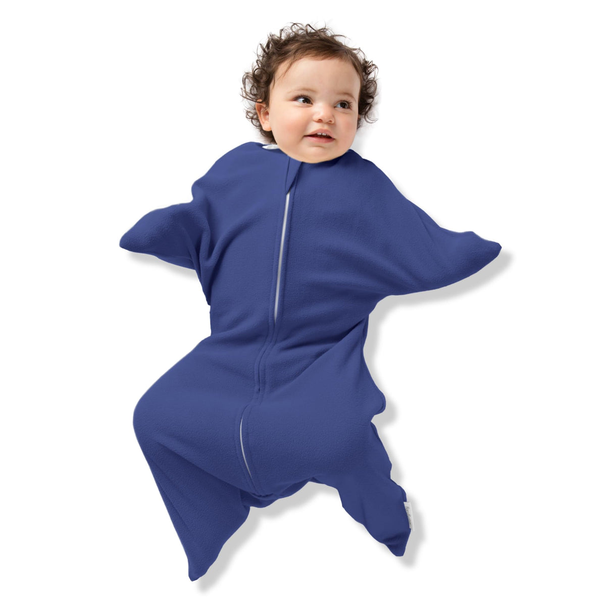 SleepingBaby Zipadee-Zip navy 6-12m, cozy fleece for gentle warmth.