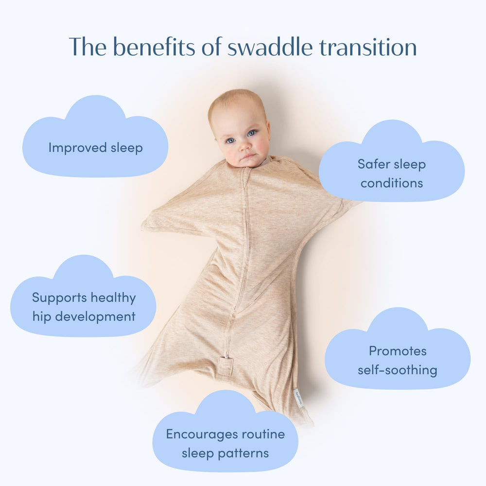 SleepingBaby Zipadee-Zip transition swaddle aids comfy shift.