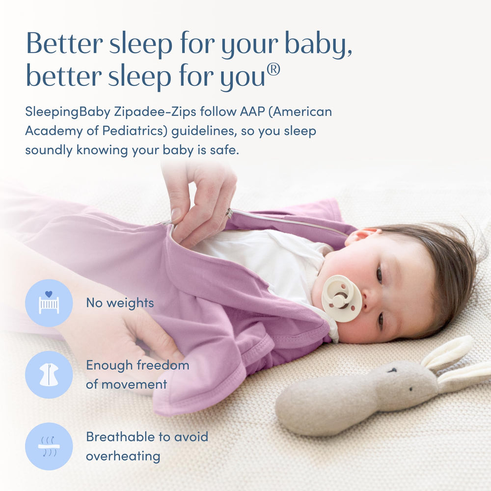 SleepingBaby Zipadee-Zip safe design lets baby push up and wiggle freely
