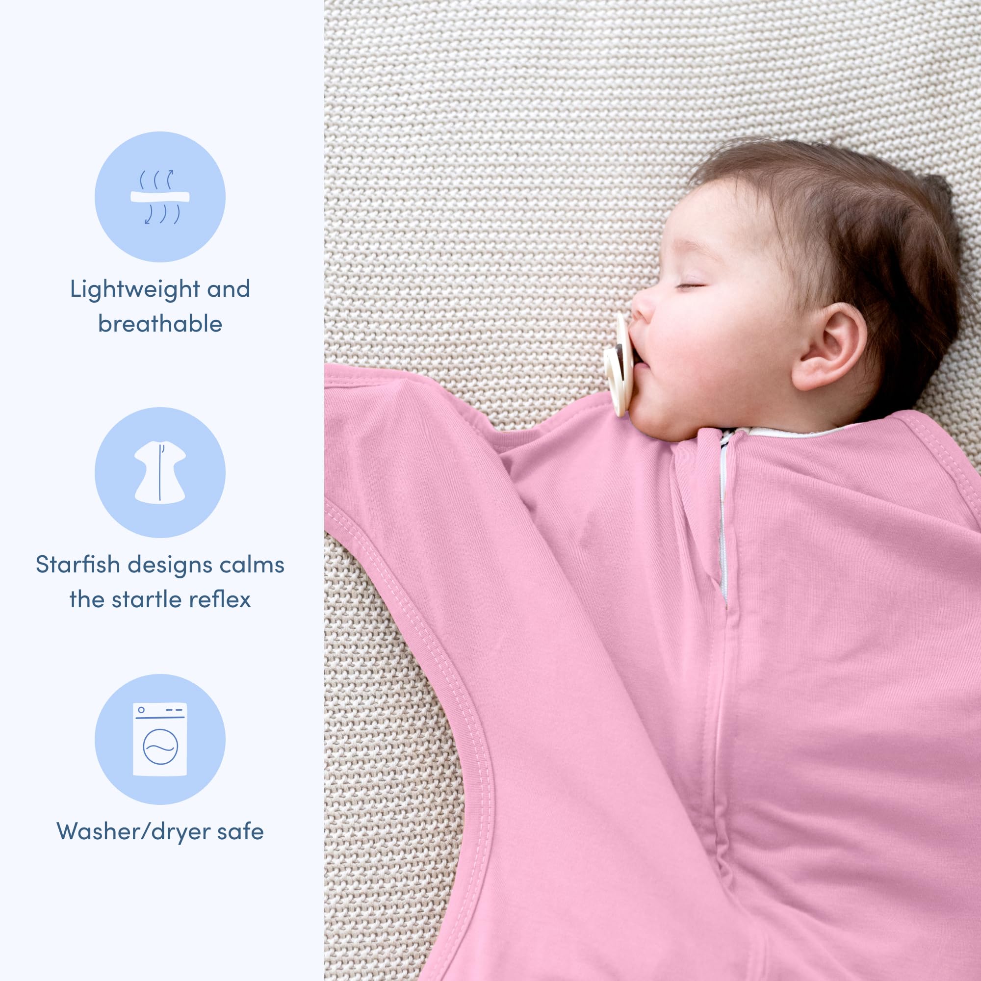 SleepingBaby Zipadee-Zip starfish design provides enclosed feel with full motion.